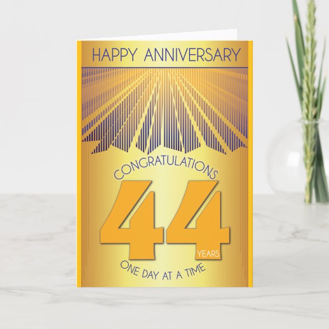 44 Year Sober Anniversary | Golden Ray 12 Step Kort (Framsida)