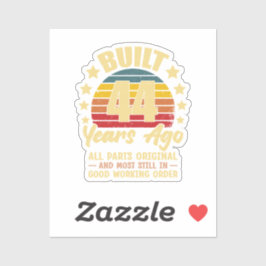 44 Years Ago All Parts Original 44th Birthday  Klistermärken