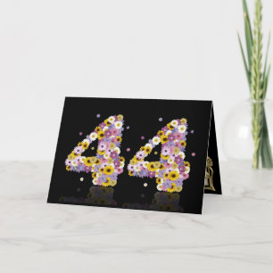 44th födelsedagkort med blommiga brev kort