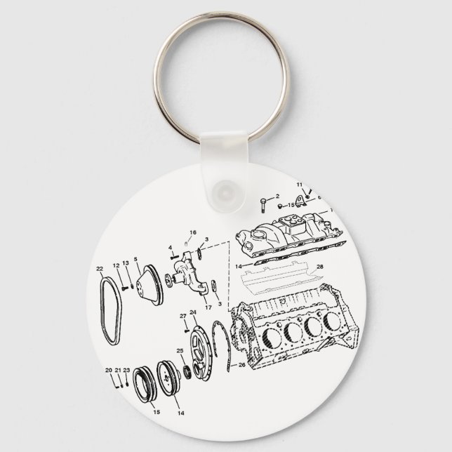 454ci-motordiagram nyckelring (Framsida)