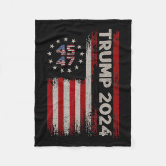 45 47 Donald Trump 2024 American Flagga 2024 Elect Fleecefilt