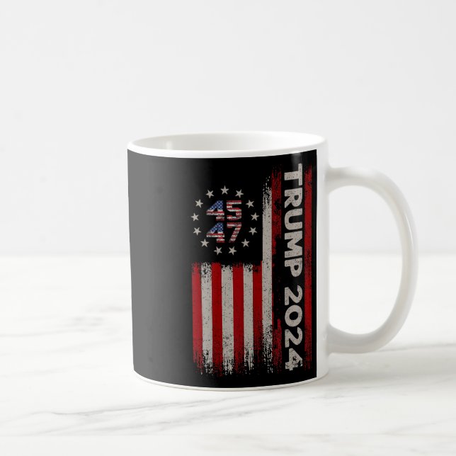 45 47 Donald Trump 2024 American Flagga 2024 Elect Kaffemugg (Höger)