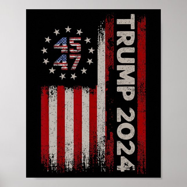 45 47 Donald Trump 2024 American Flagga 2024 Elect Poster (Framsidan)