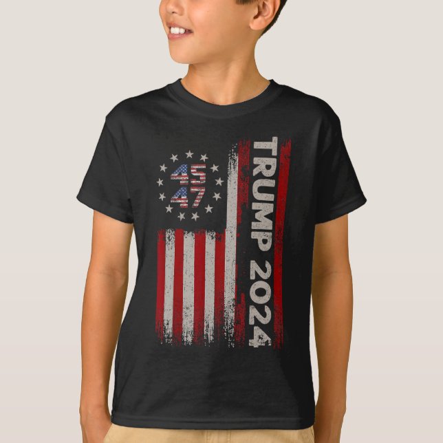 45 47 Donald Trump 2024 American Flagga 2024 Elect T Shirt (Framsida)