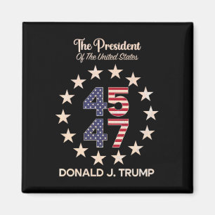 45 47 Donald Trump 2024 American Flagga (på Byck) Magnet