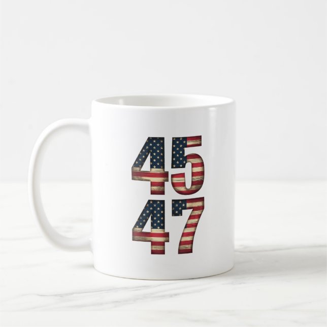 45 47 Donald Trump 2025 American USA flagga Kaffemugg (Vänster)