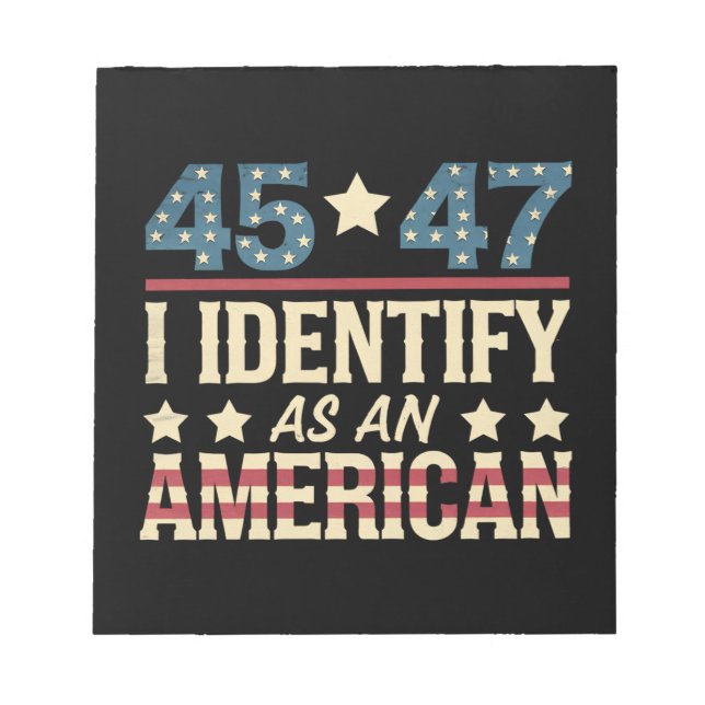 45 47 Jag identifierar mig som en amerikansk flagg Anteckningsblock (Framsida)