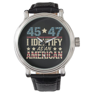 45 47 Jag identifierar mig som en amerikansk flagg Armbandsur