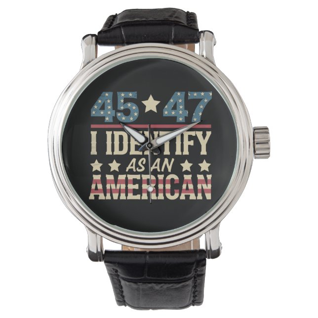 45 47 Jag identifierar mig som en amerikansk flagg Armbandsur (Framsida)