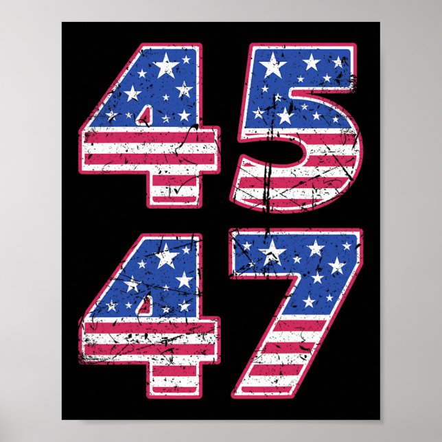 45 47 Patriotisk president Trump två gånger under  Poster (Framsidan)