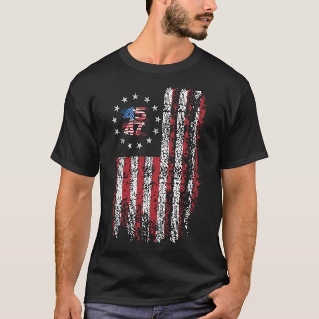 45 47 President 47 American Flagga Donald T Shirt (Framsida)