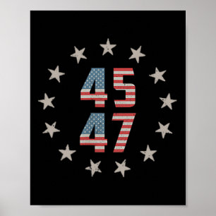 45 47 President Retro Vintage USA flagga 2024 Poster