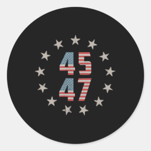 45 47 President Retro Vintage USA flagga 2024 Runt Klistermärke
