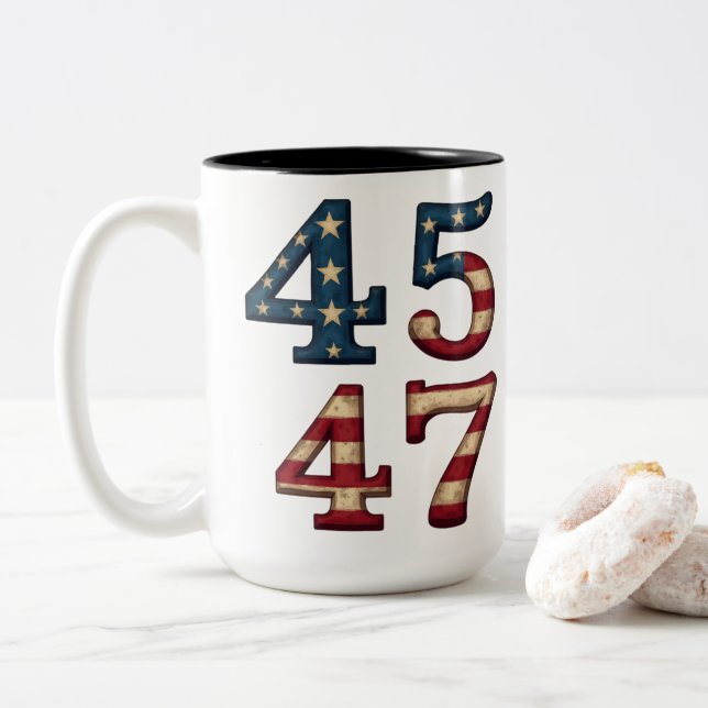 45-47 President trump Två-Tonad Mugg (Med munk)