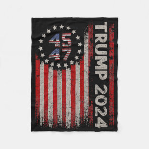 45 47 Trump 2024 American Flagga Fleecefilt