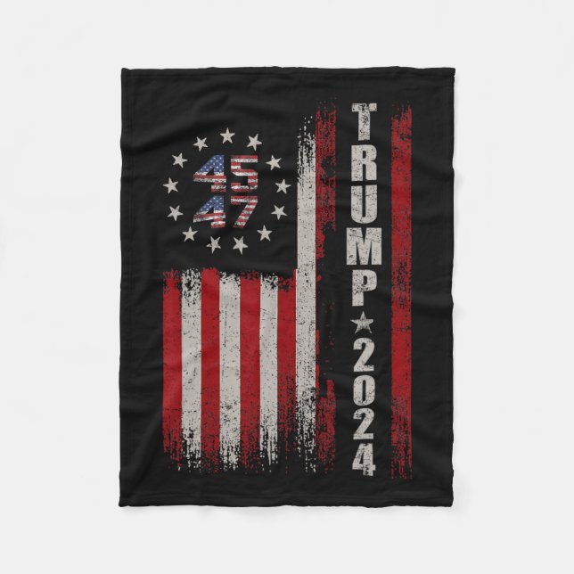 45 47 Trump 2024 American Flagga Fleecefilt (Framsidan)
