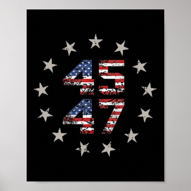 45 47 Trump 2024 American Flagga (on Back) 1 Poster (Framsidan)