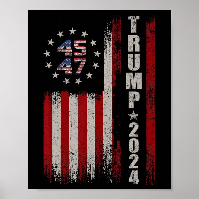 45 47 Trump 2024 American Flagga Poster (Framsidan)
