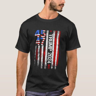 45 47 Trump 2024 Amerikanska Flagga Ta Amerika til T Shirt