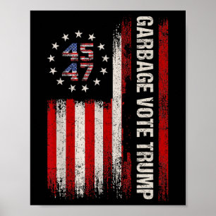 45 47 Trump 2024 Val Amerikanska Flagga Vo Poster