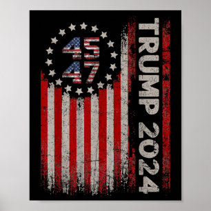 45 47 Trump 2025 American Flagga Poster