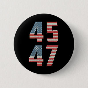 45 47 Trump Vintage Retro USA flagga 2025 Presiden Knapp
