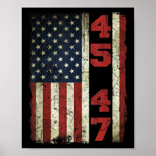 45 47 Trump Vintage USA flagga 2025 President Elec Poster