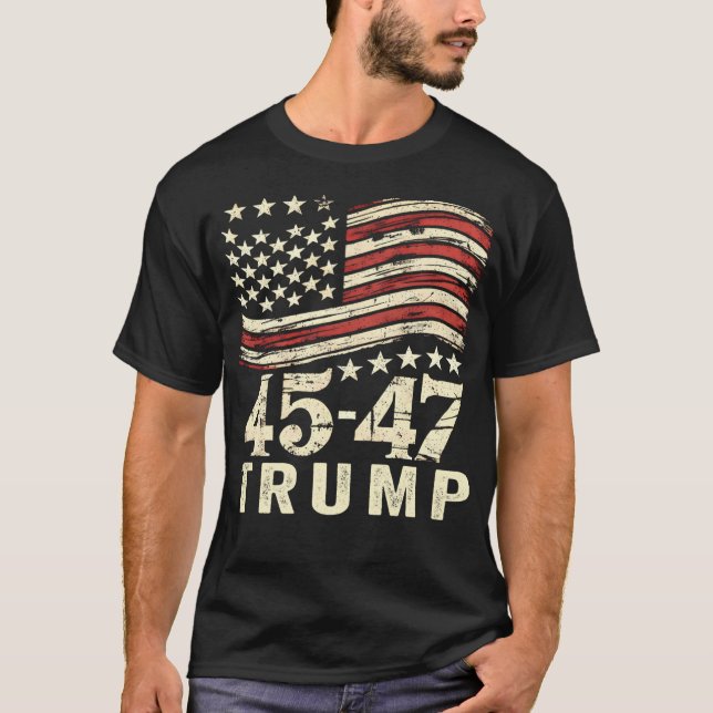 45 47 Usa Flag Trump Inauguration Day 2025 T Shirt (Framsida)