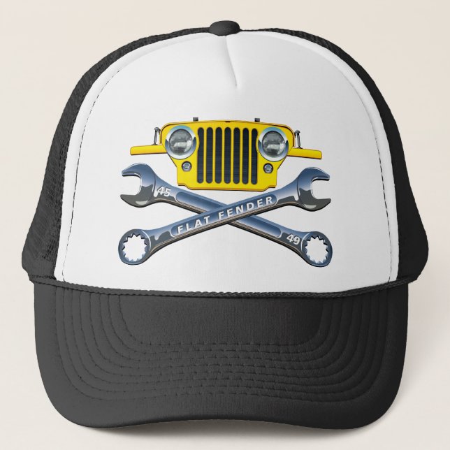 45-49 gul Flatfender hatt Truckerkeps (Framsida)