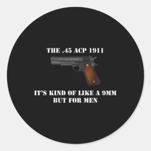 45 ACP Caliber 1911 Pistol Gun som 9 mm men för Runt Klistermärke