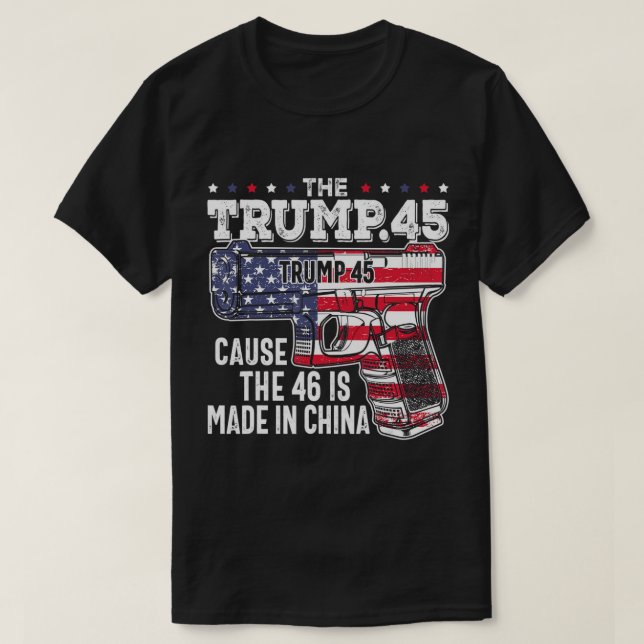 45 amerikanska Flagga, Trump 45, 46 är dött T Shirt (Design framsida)