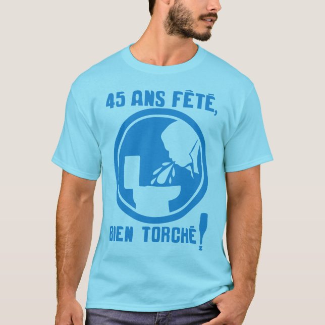 45 ans fete torche obligatoire panneau vomir anniv t shirt (Framsida)