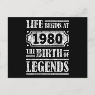 45 år gammal 1980 Födelsedag för legend 45-årsdag Vykort