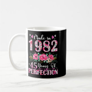 45 år gammal Tillverkad 1982 Blommig Söt 45-årsdag Kaffemugg