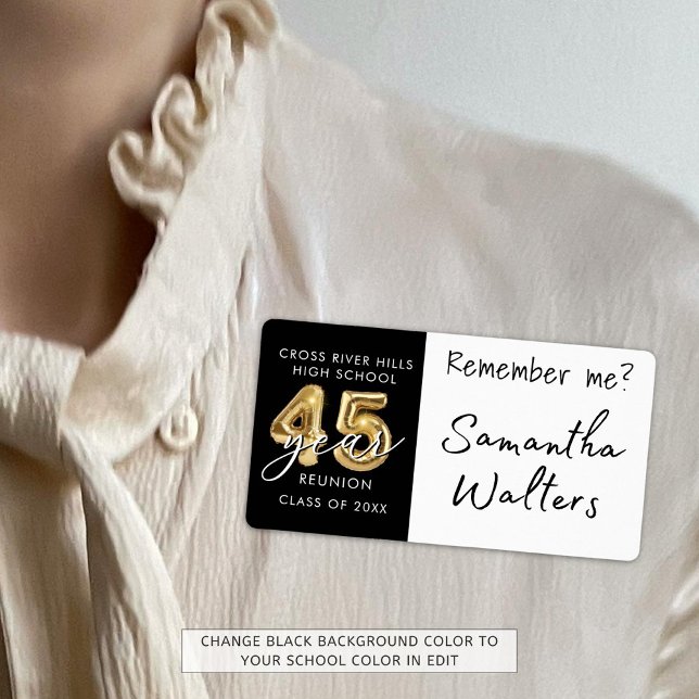 45 års återförening av klass Namn bricka Kom ihåg  Fraktsedel (Skapare uppladdad)