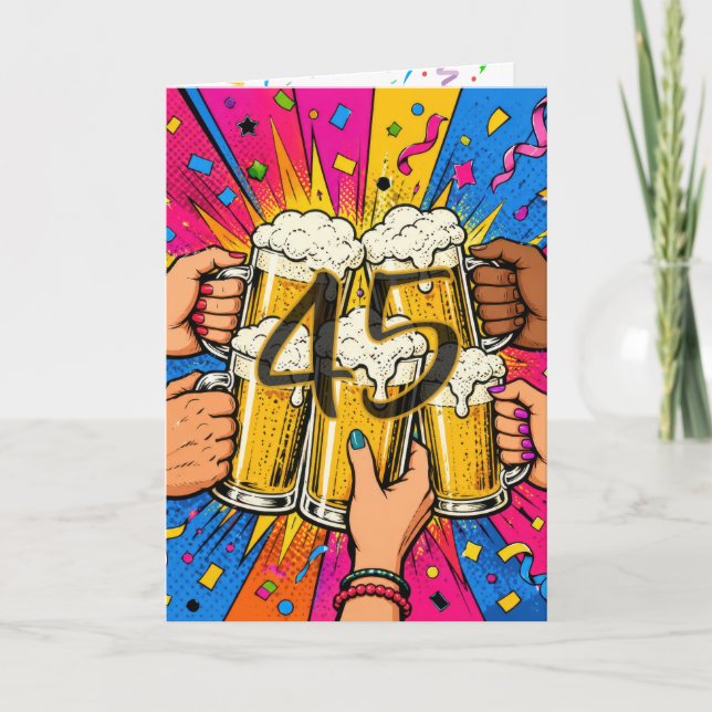 45-års födelsedagsölskål i Pop Art Kort (Framsida)