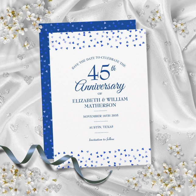 45-års jubileum Love Hearts Spara datumet Inbjudningar (45th 65th Anniversary Love Hearts Save the Date Invitation)