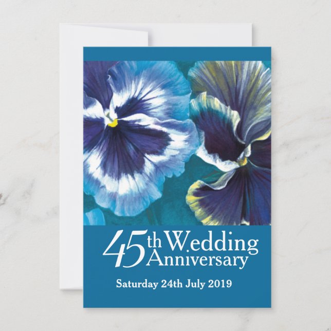 45-års safirbröllopsfest inbjudan blå (Framsida)
