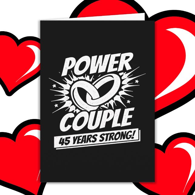 45 års Toppen Tecknad Power Couple 45-årsdag Kort (Skapare uppladdad)