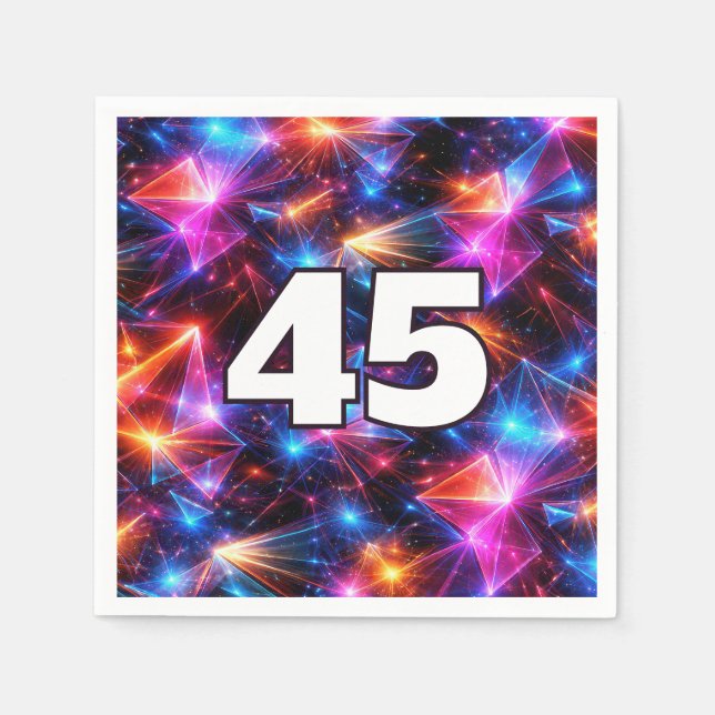 45-årsdag Neon Polygon Abstrakt  Pappersservett (Framsidan)