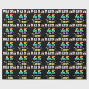 45-årsdag: Regnbåge “45“; Anpassade foton & namn Presentpapper