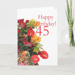 45-årsdag röd gult bouquet kort