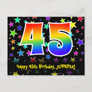 45-årsdag: Roliga stjärnor Mönster, Regnbåge 45, N Vykort