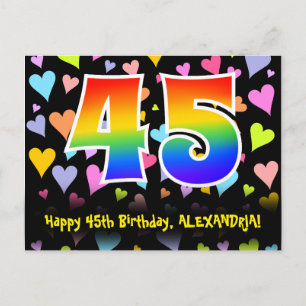 45-årsdag: Roligt Hjärtmönster, Regnbåge 45 Vykort