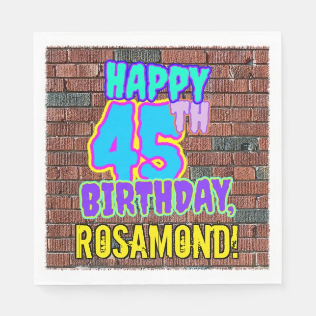 45-årsdag ~ Rolkt, urbant graffitiinspirerat utsee Pappersservett (Framsidan)