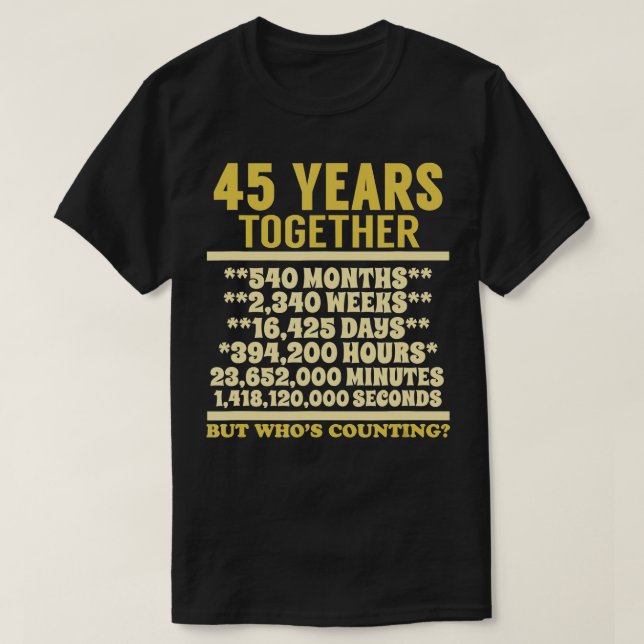 45-årsdagen för Par,, efter 45:e Bröllop T Shirt (Design framsida)