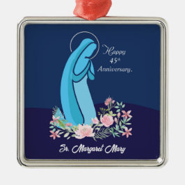 45-årsdagen för Religiösa Life Nun Rosa Flower Julgransprydnad Metall