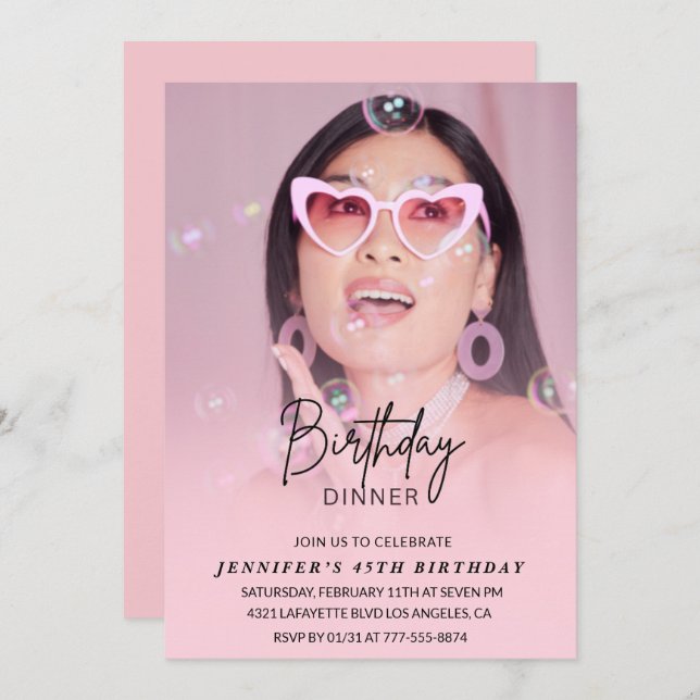 45-årsinbjudningar Födelsedag Foto Inbjudningar (Fram/baksida)