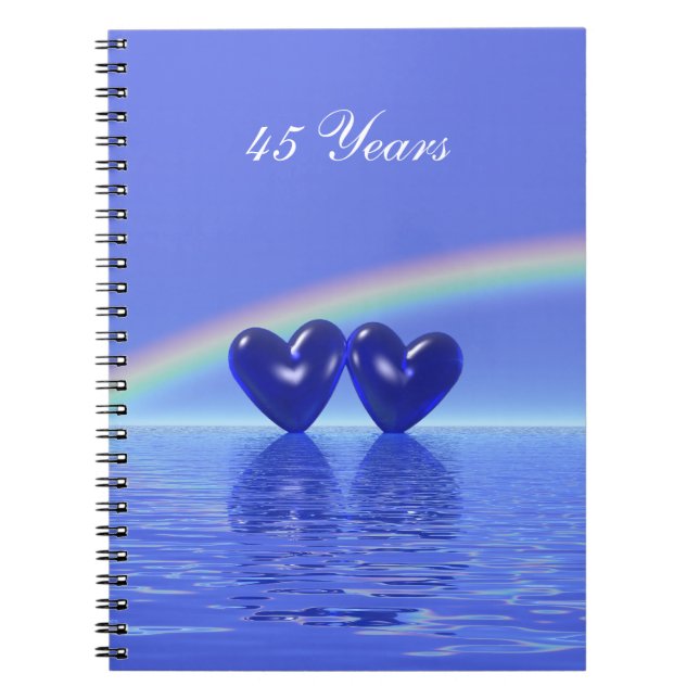45-årsjubiléet Sapphire Hearts Anteckningsbok Med Spiral (Framsidan)