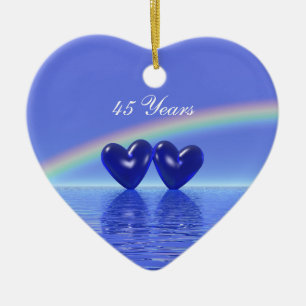 45-årsjubiléet Sapphire Hearts Julgransprydnad Keramik